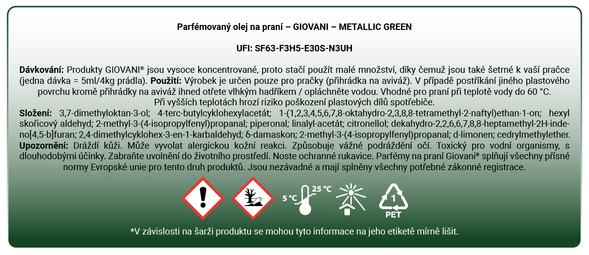 složení parfému na praní