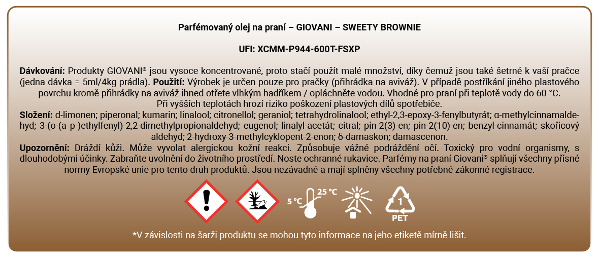 složení parfumu na praní Giovani
