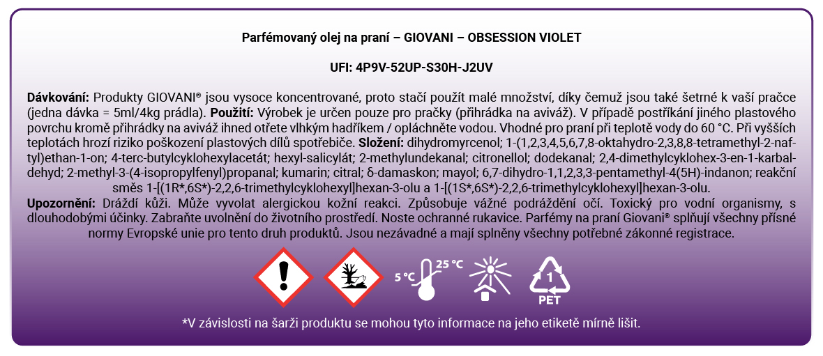 složení oleje na praní Giovani